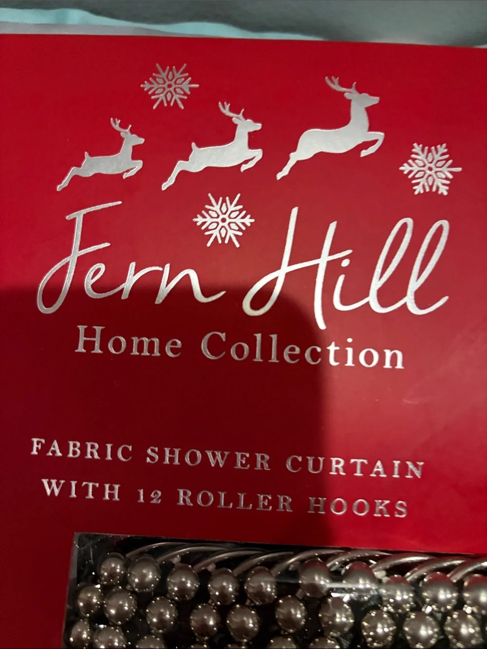 Gray Holiday Dog Print Fabric Shower Curtain